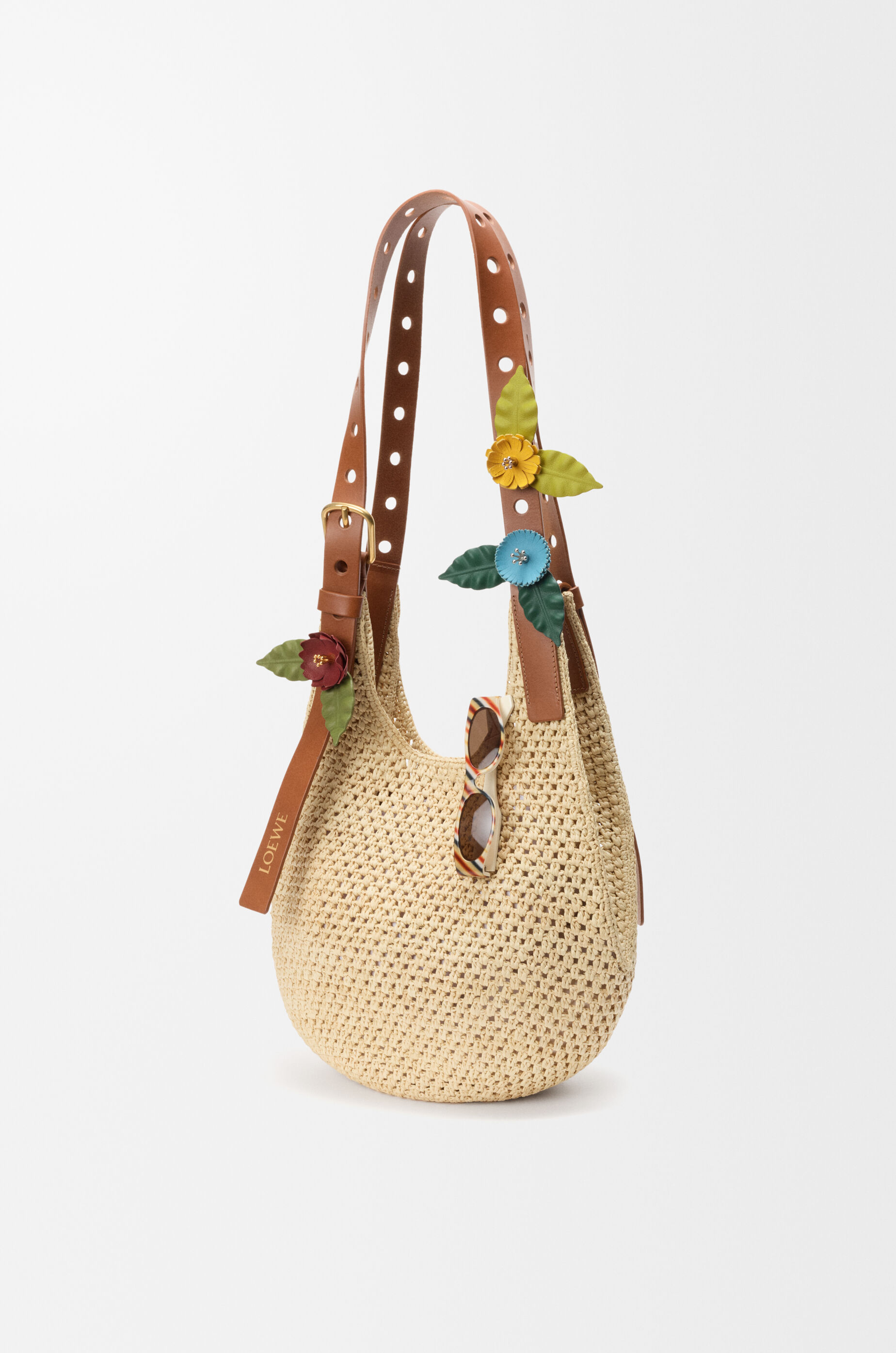 LOEWE ロエベ 極美品　花柄刺繍 ストラップ フラワー ピン（クラシックカーフ） ブルー - ロエベ 日本 公式サイト