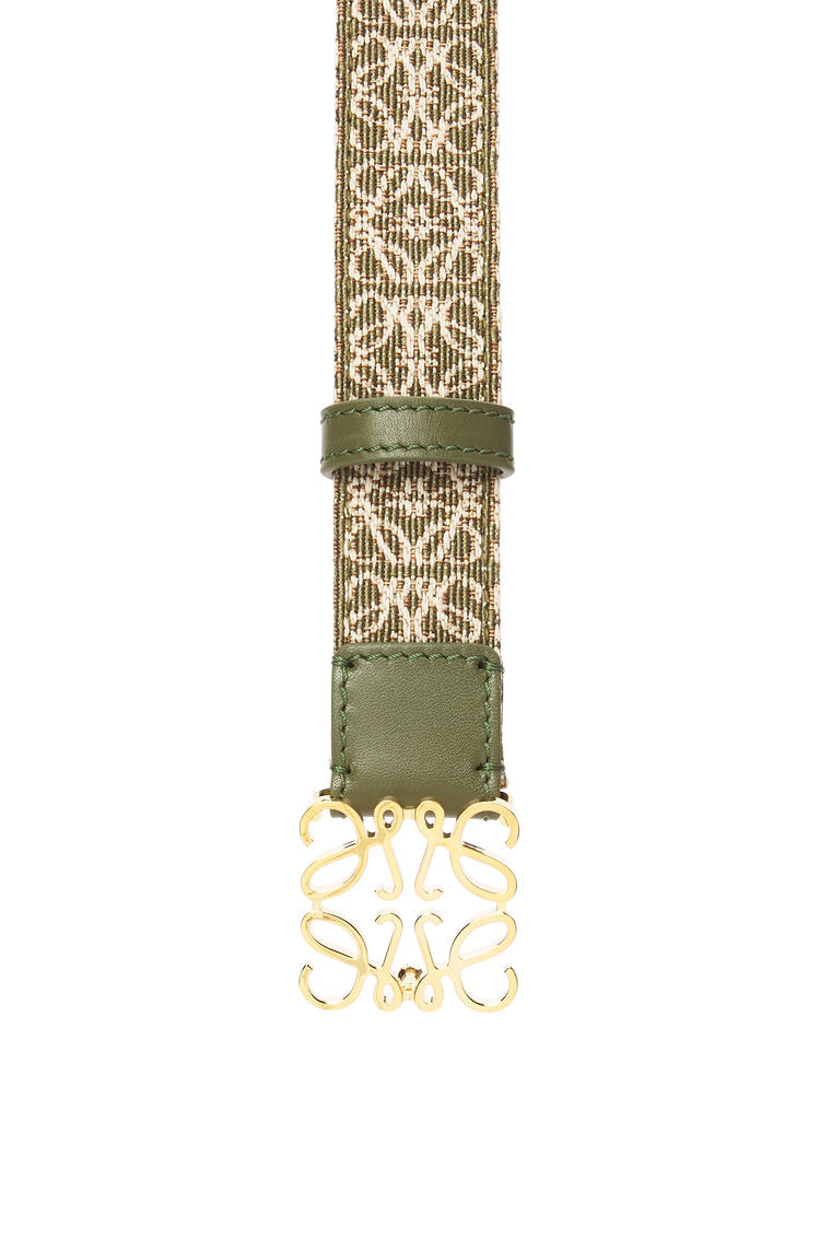 LOEWE Cinturón en jacquard y piel de ternera con anagrama Verde Aguacate/Oro