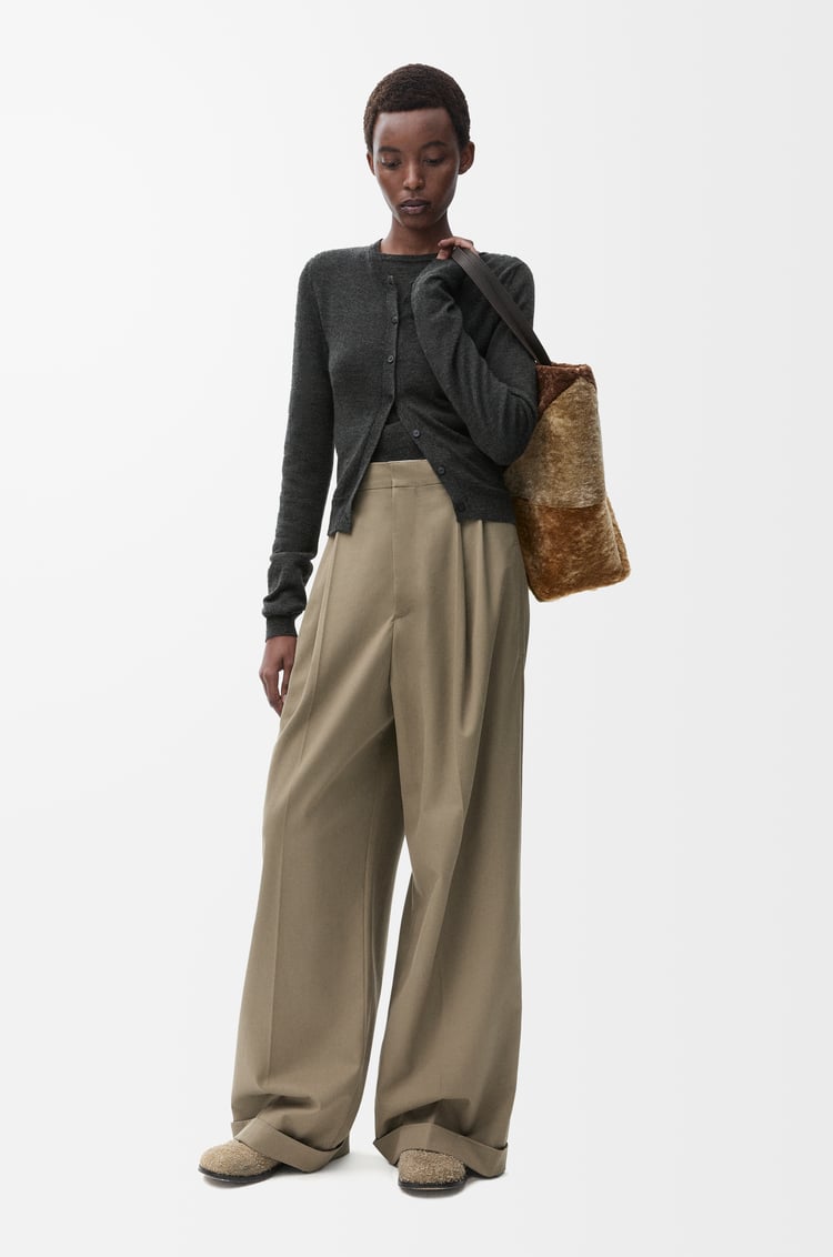 LOEWE Draped cardigan in cashmere and silk Anthracite