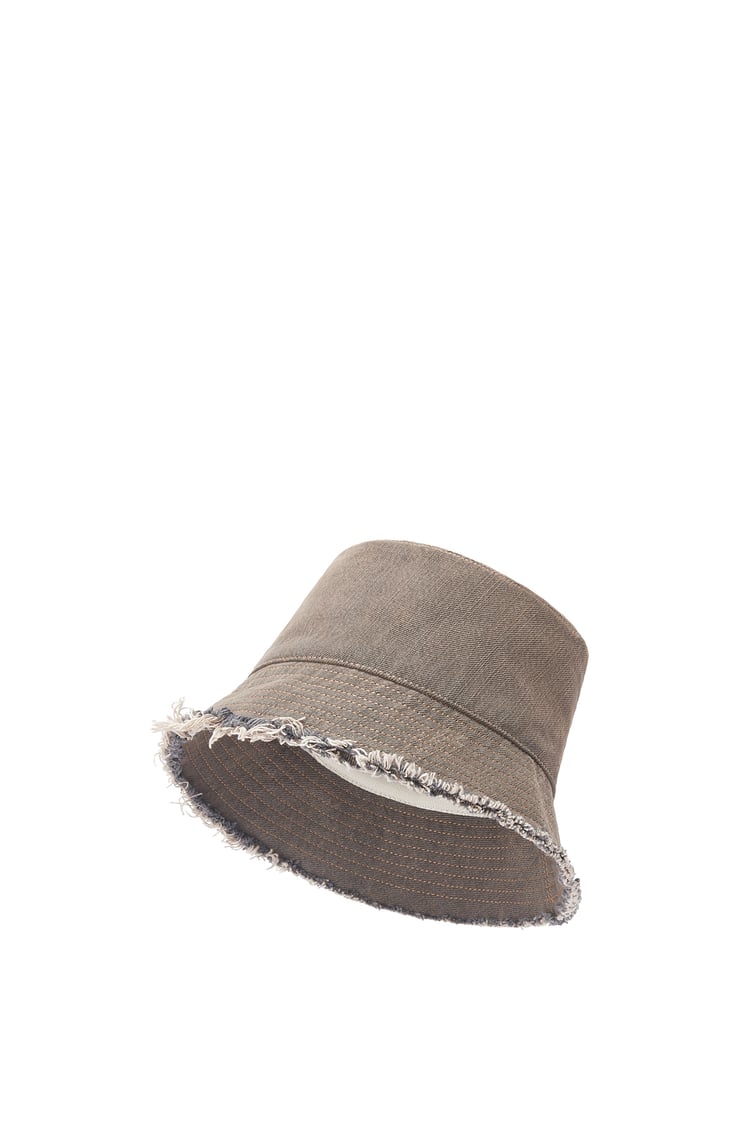 LOEWE Sombrero de pescador en piel de ternera y tejido denim Marrón
