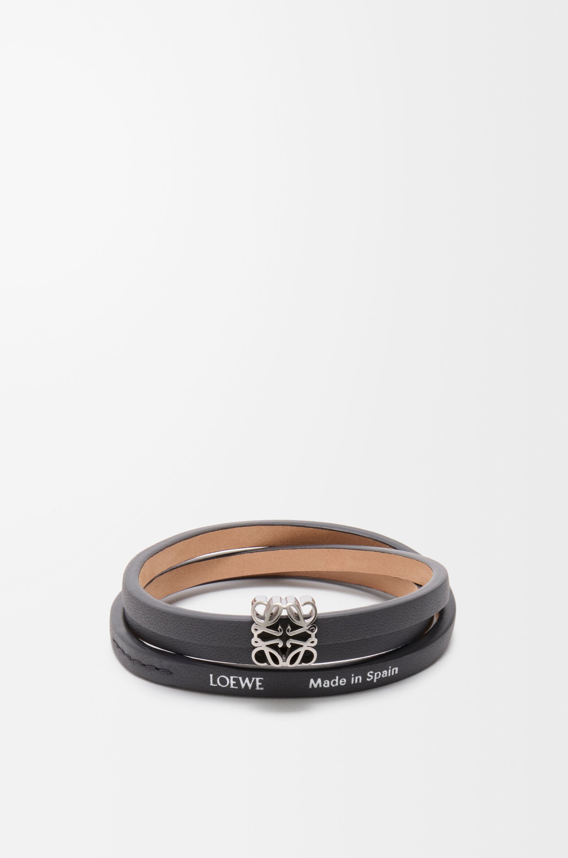 Anagram Bombé twist bracelet in calfskin Brown - LOEWE