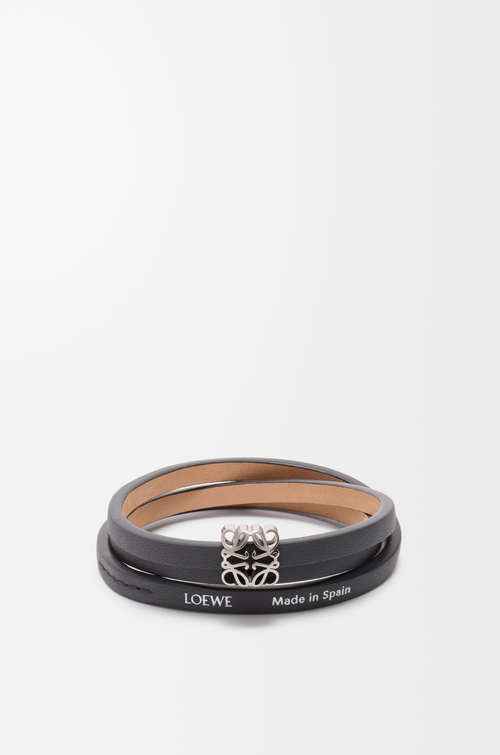 LOEWE Pulsera trenzada Anagram Bombé en piel de ternera Espresso