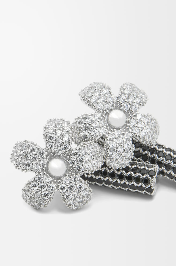 LOEWE Flor earrings in sterling silver and crystals Silver/Transparent