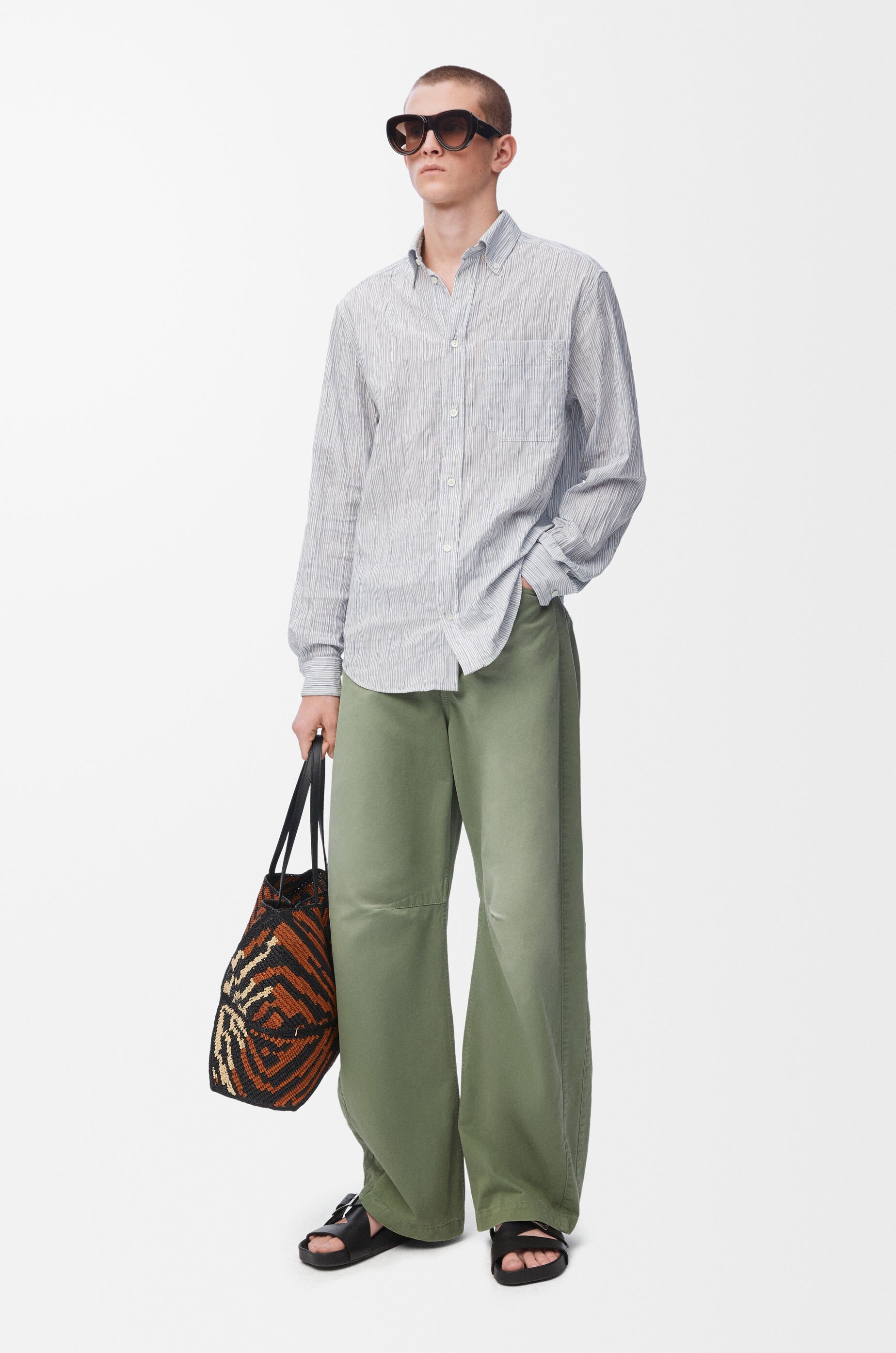 Barrel trousers in cotton Green - LOEWE