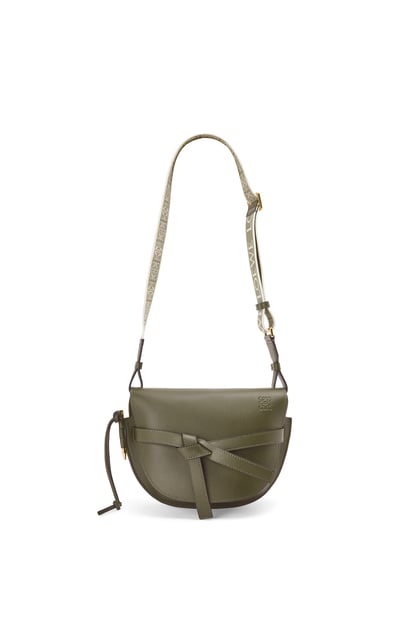 LOEWE Small Gate bag in soft calfskin and jacquard 秋綠色 plp_rd