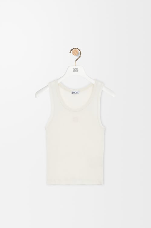 LOEWE Anagram tank top in silk Soft White