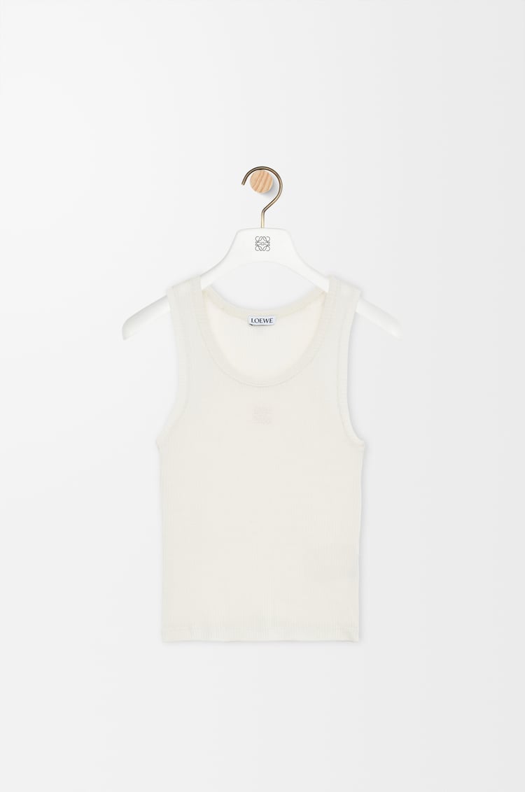 LOEWE Anagram tank top in silk Soft White