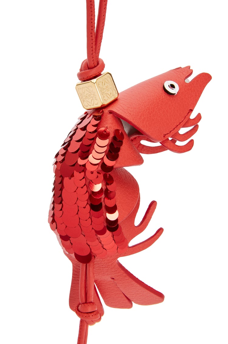 LOEWE Charm Shrimp en piel de ternera Rojo