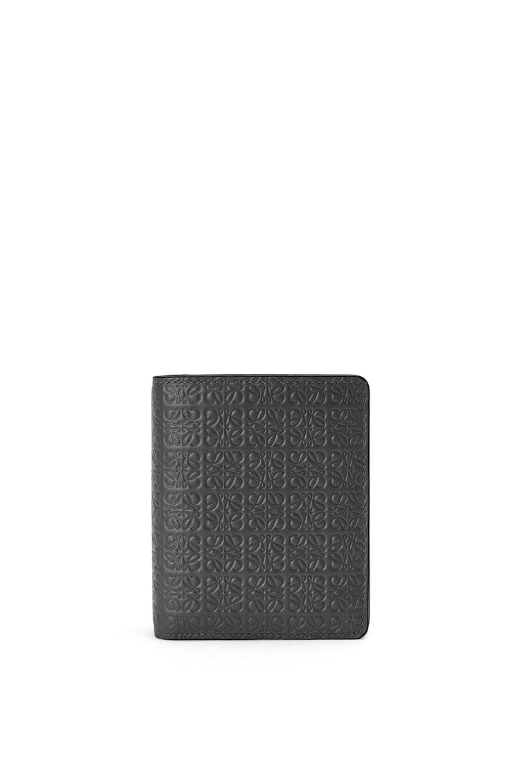 Repeat compact zip wallet in embossed silk calfskin Black - LOEWE