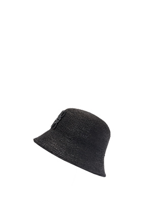 LOEWE Bucket hat in raffia and calfskin Black plp_rd