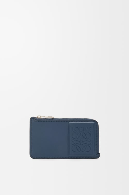 LOEWE 缎面牛皮革硬币卡包 靛蓝色