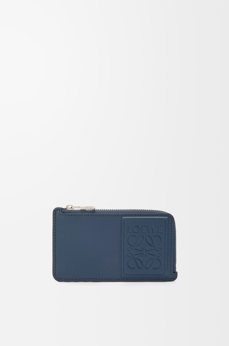 LOEWE 缎面牛皮革硬币卡包 靛蓝色