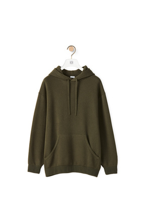 LOEWE Knit hoodie in wool and cashmere Khaki Green plp_rd
