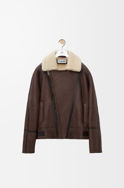 LOEWE Aviator jacket in shearling Brown/Cream