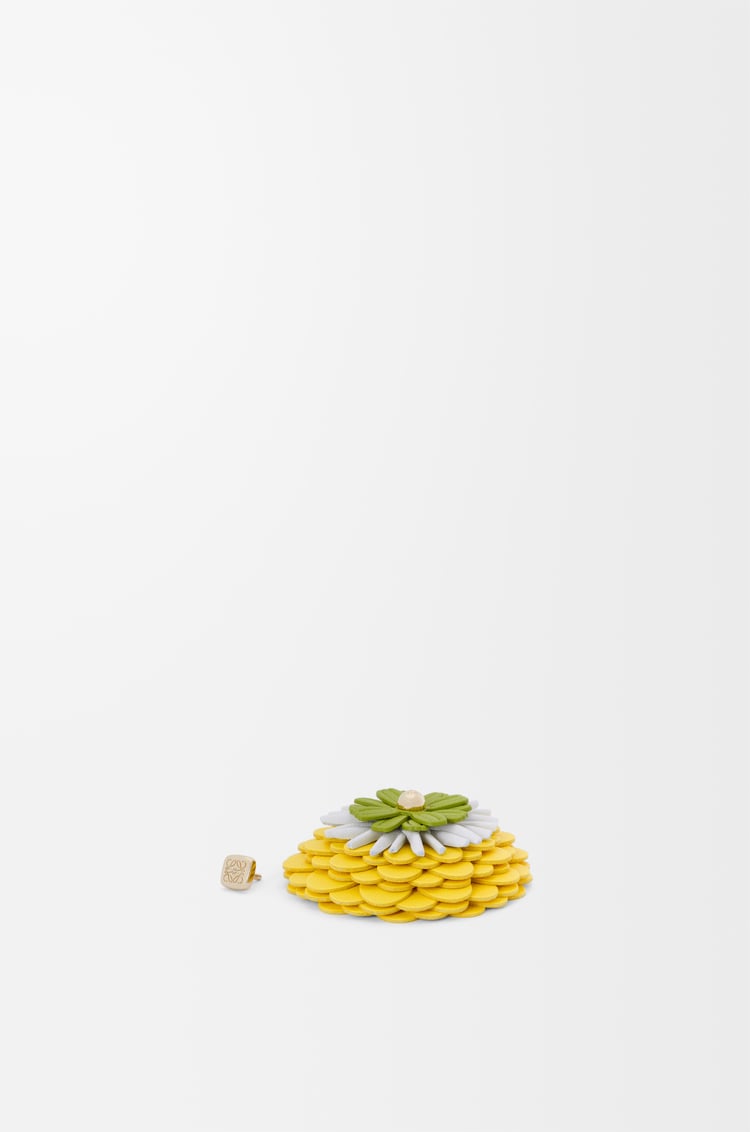 LOEWE Flower pin in calfskin Yellow/Gold