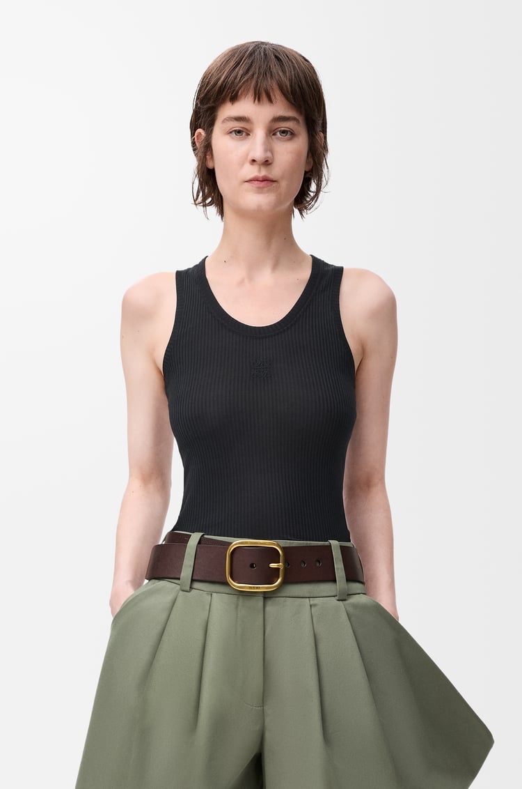 LOEWE Débardeur Anagram en soie Noir