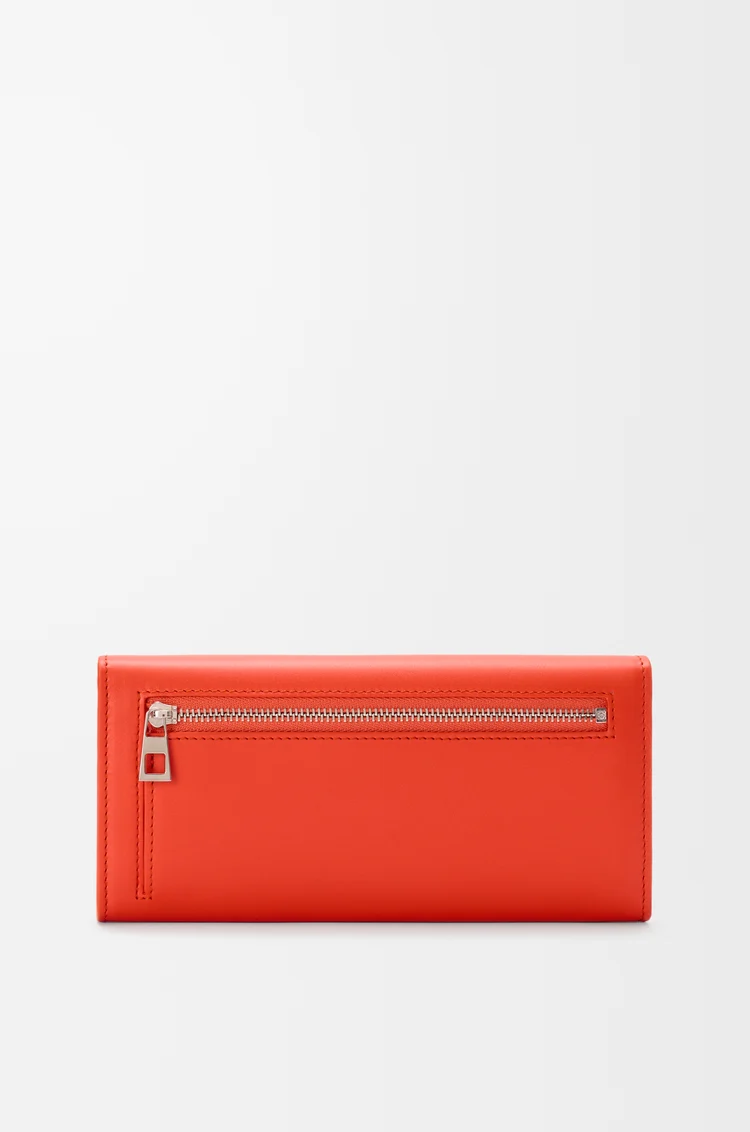 LOEWE Cartera continental Pebble en piel napa de ternera brillante Naranja Amanecer