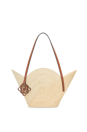 LOEWE Petal basket bag in raffia and calfskin Natural/Tan