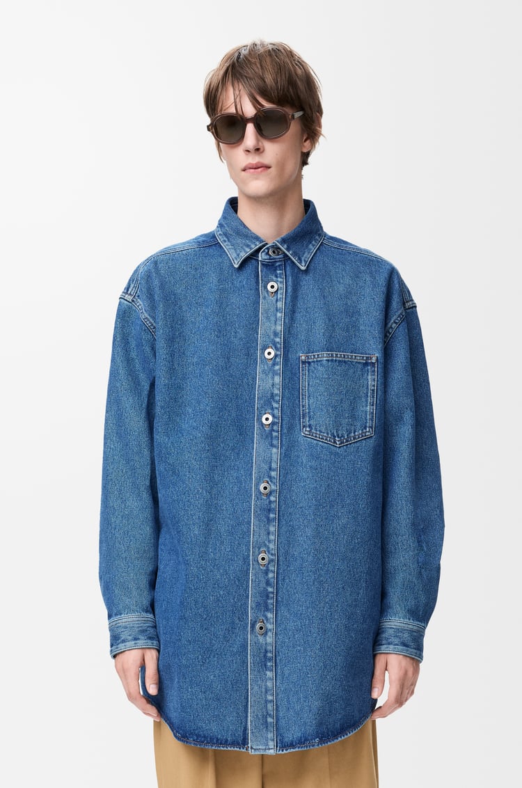 LOEWE Giacca-camicia Anagram in denim Denim Blu Medio