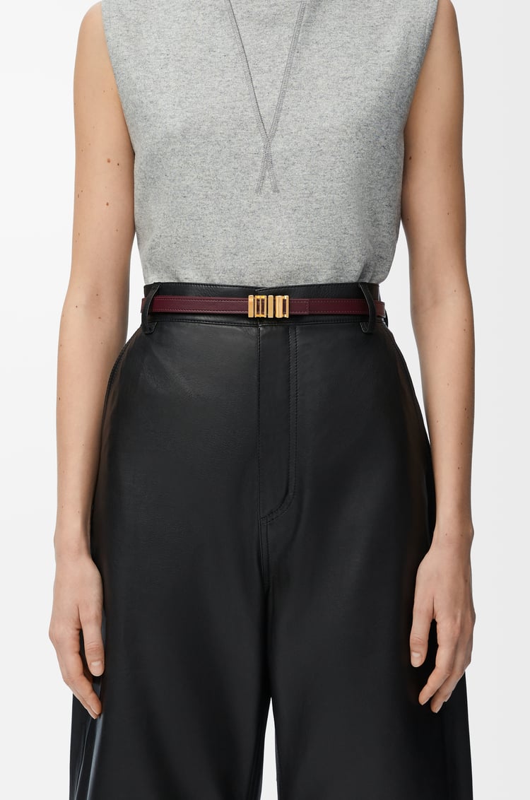 LOEWE Cinturón gráfico LOEWE en piel de ternera Burdeos Oscuro/Dorado
