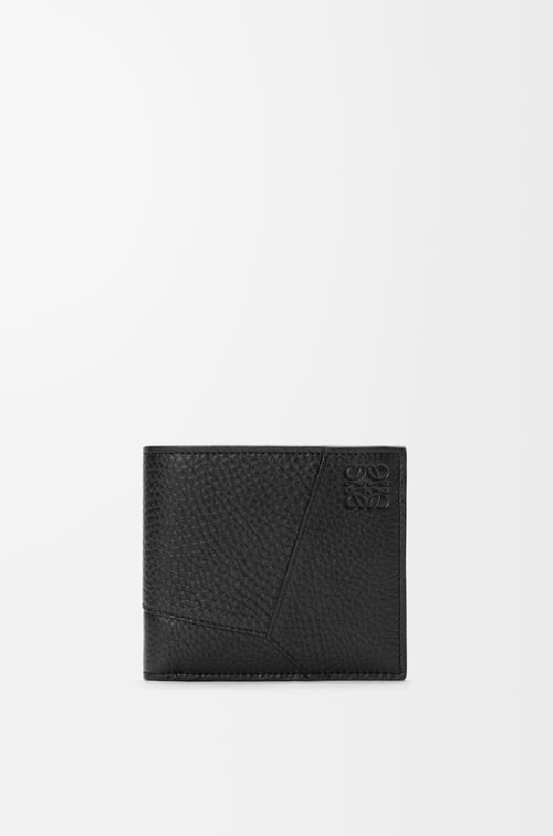 LOEWE 柔軟粒面小牛皮 Puzzle 雙摺錢包 黑色