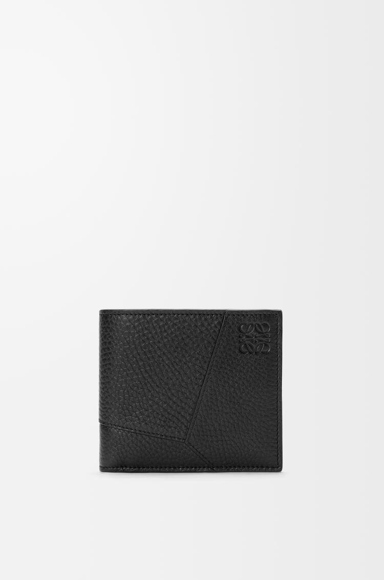 LOEWE 柔軟粒面小牛皮 Puzzle 雙摺錢包 黑色