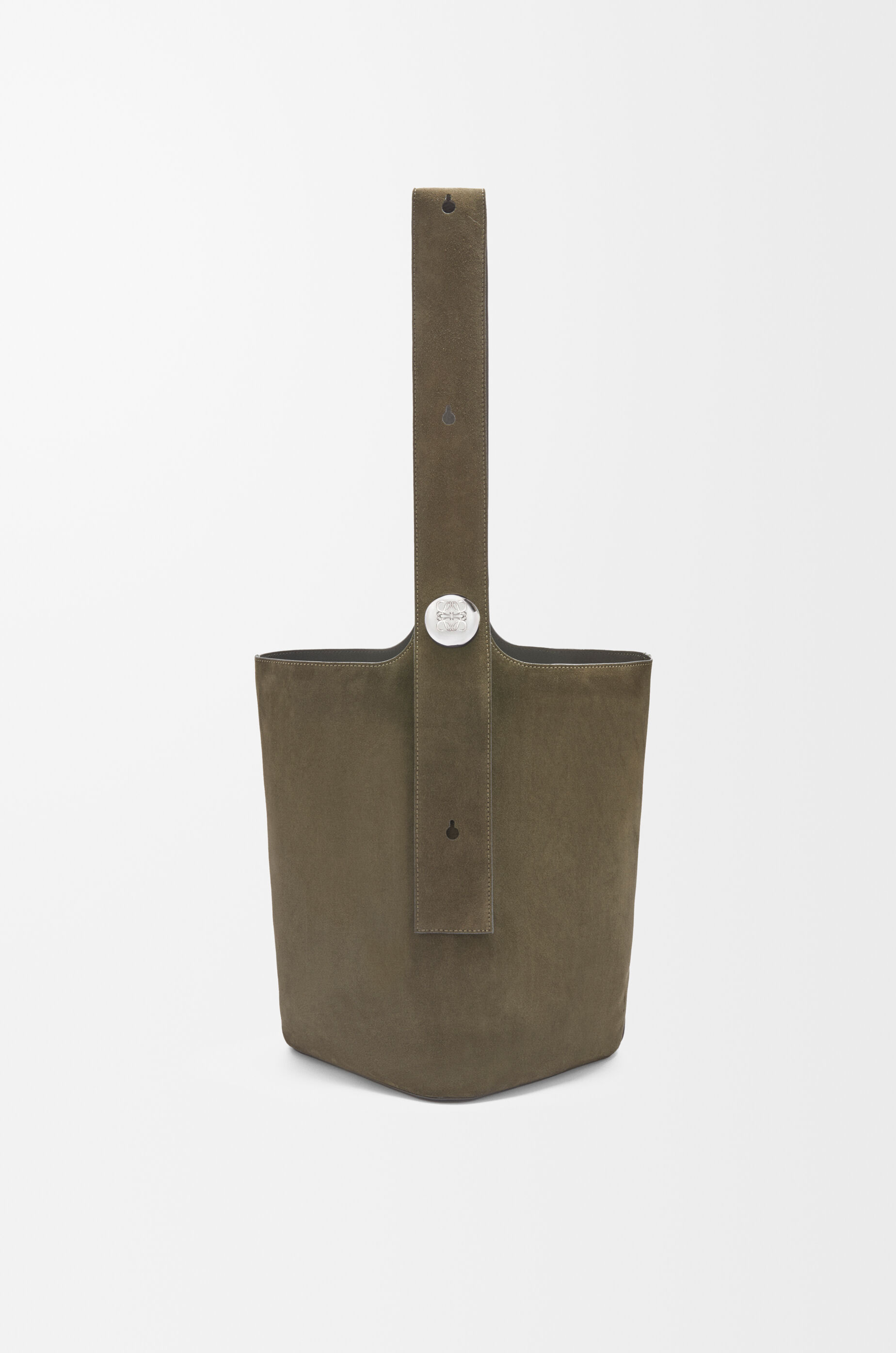Large Pebble bucket bag in suede calfskin Green - LOEWE