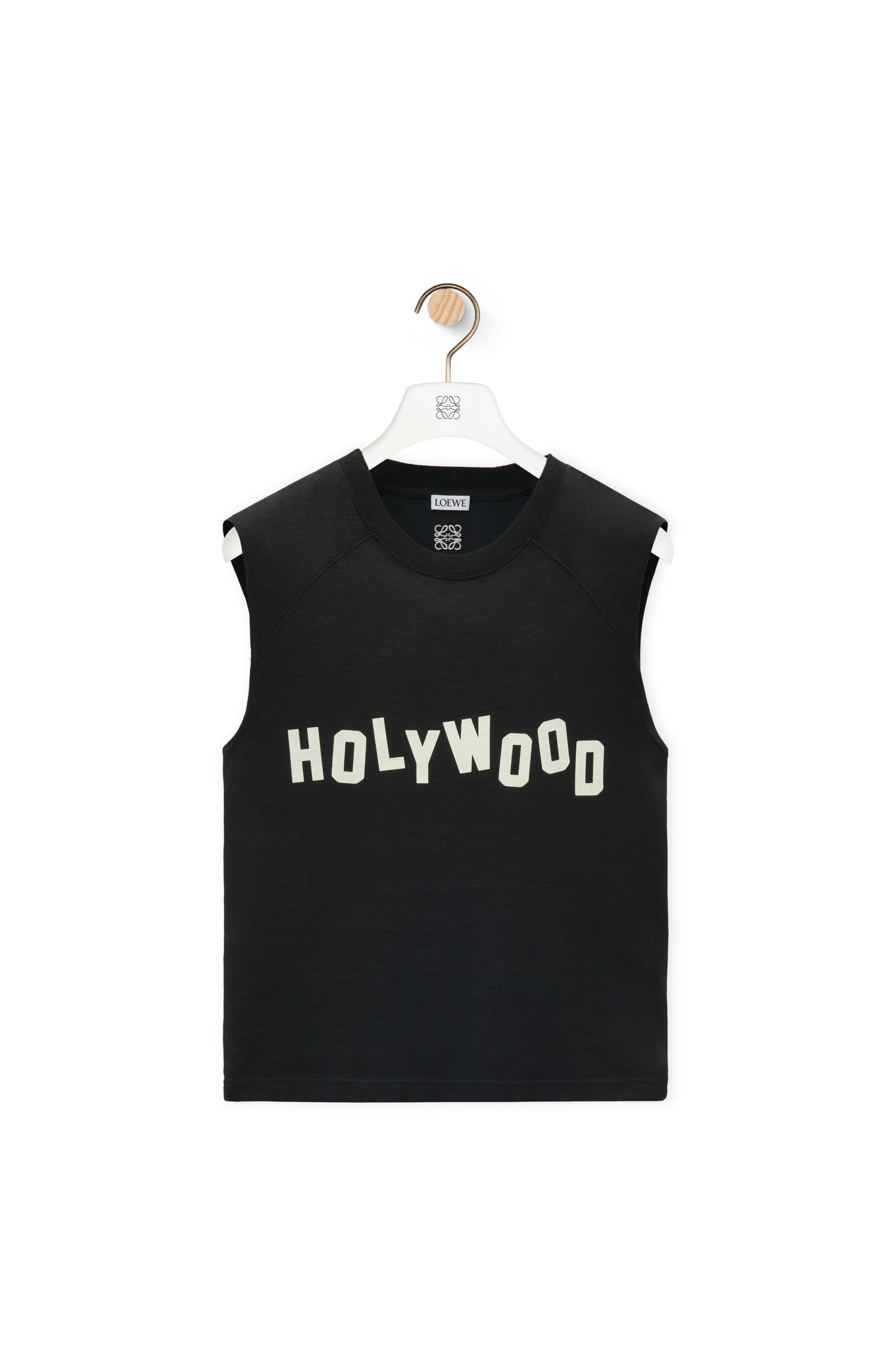 Sleeveless T-shirt in cotton and viscose Black - LOEWE