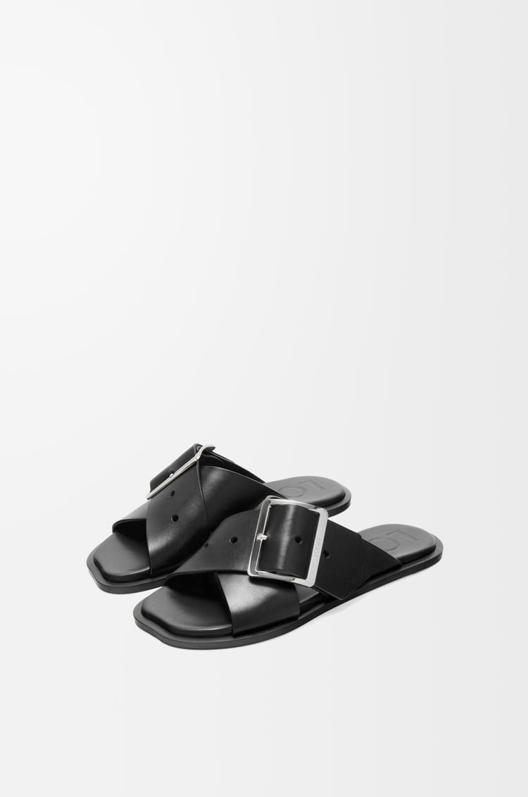 LOEWE Petal Belt flat sandal in vegetable-tanned calfskin Black