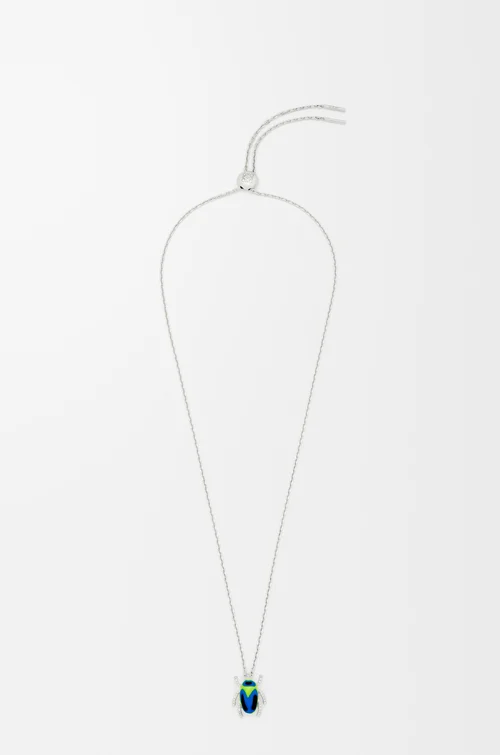 LOEWE Collar Scarabeo en plata de ley, esmalte y cristal  Plateado/Azul