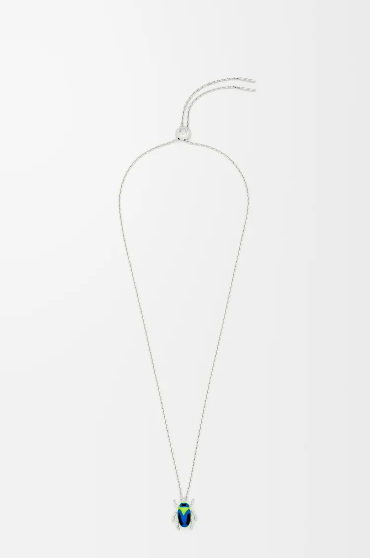 LOEWE Collar Scarabeo en plata de ley, esmalte y cristal  Plateado/Azul