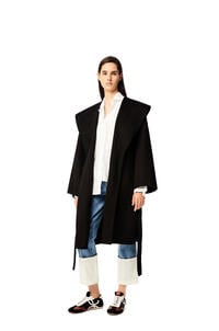 LOEWE Hooded coat in wool and cashemere Black pdp_rd