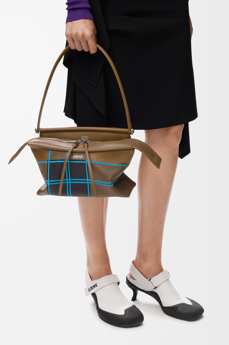 LOEWE Borsa Whisker con quadri a intarsio Verde-marrone/Multicolore