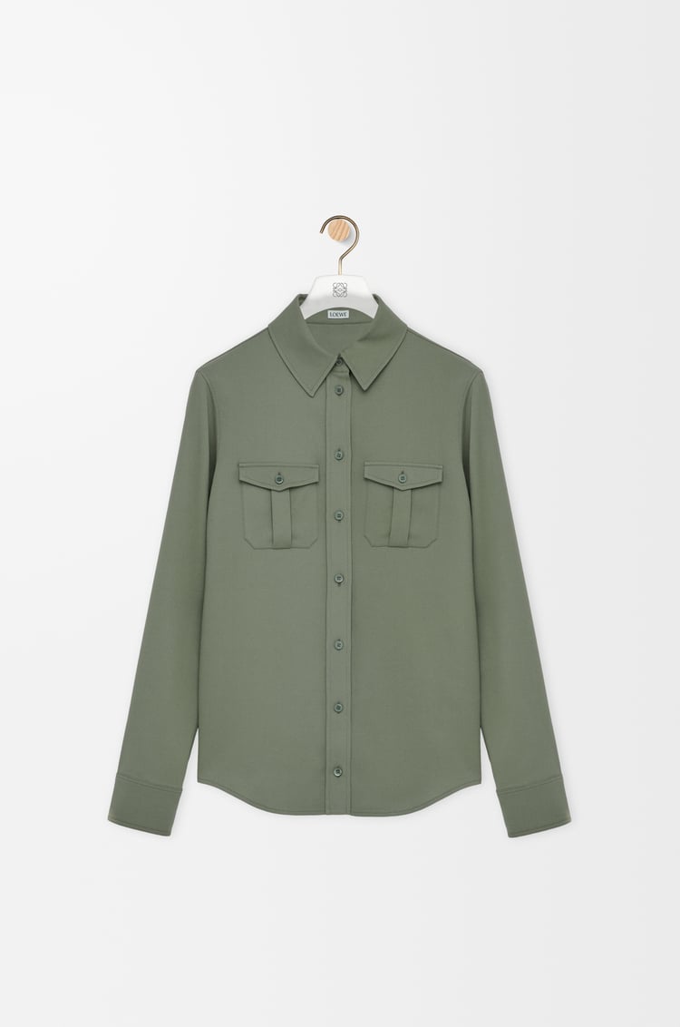LOEWE Camisa en mezcla de viscosa elástica Verde Caqui Claro