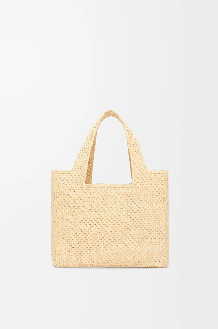 LOEWE Small LOEWE Font tote in raffia Natural