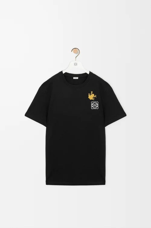 LOEWE Camiseta de corte holgado en algodón Negro/Multicolor