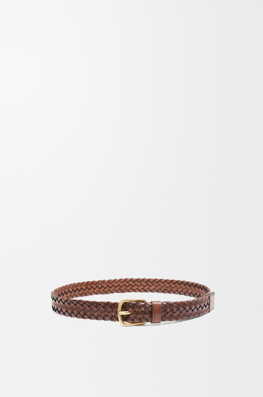 Chunky woven belt in vegetable-tanned calfskin