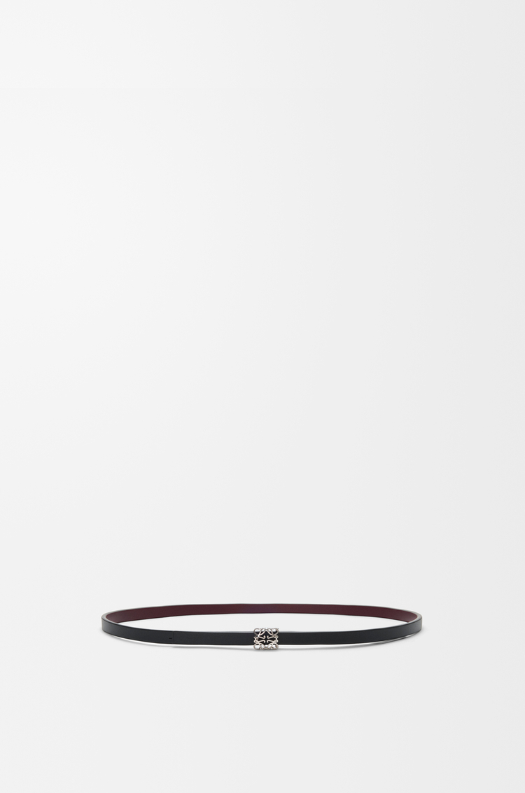 LOEWE Reversible Anagram Bombé belt in smooth calfskin Black/Burgundy