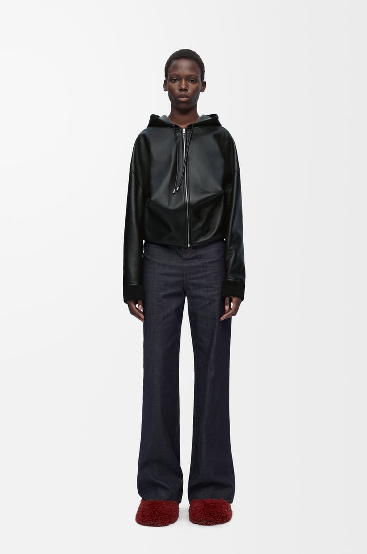 LOEWE Sudadera drapeada con capucha en napa Negro