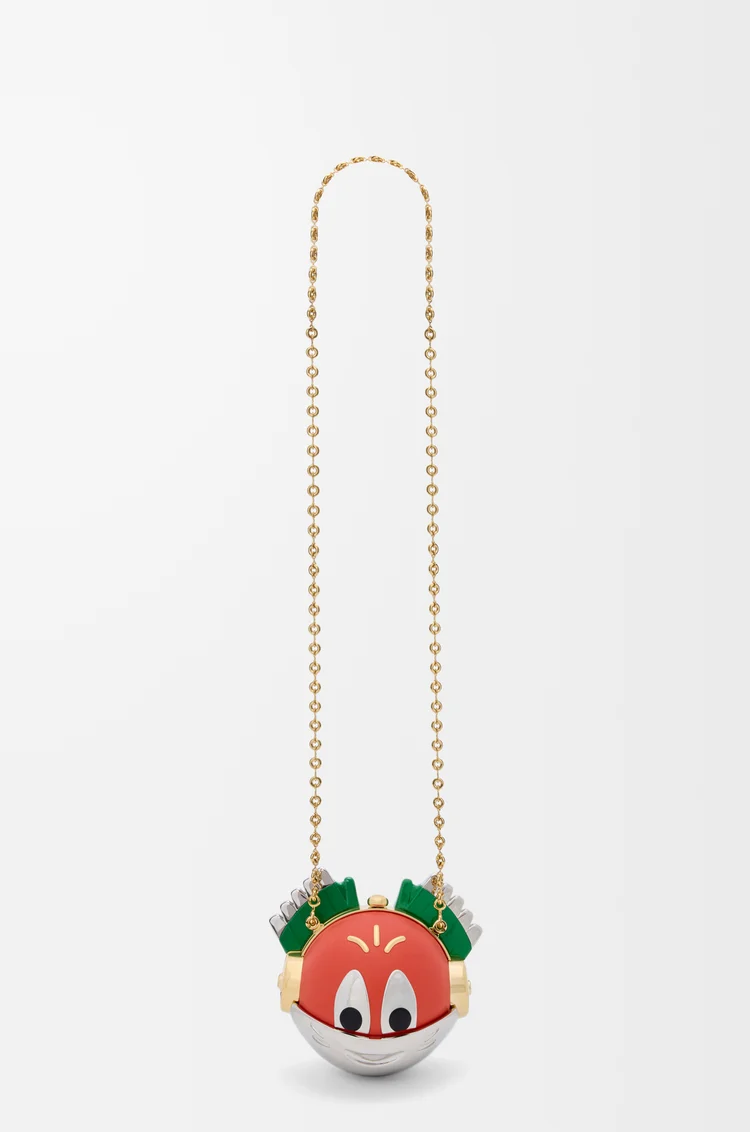 LOEWE Knight Cat clutch in metal and nappa lambskin Sunrise Orange