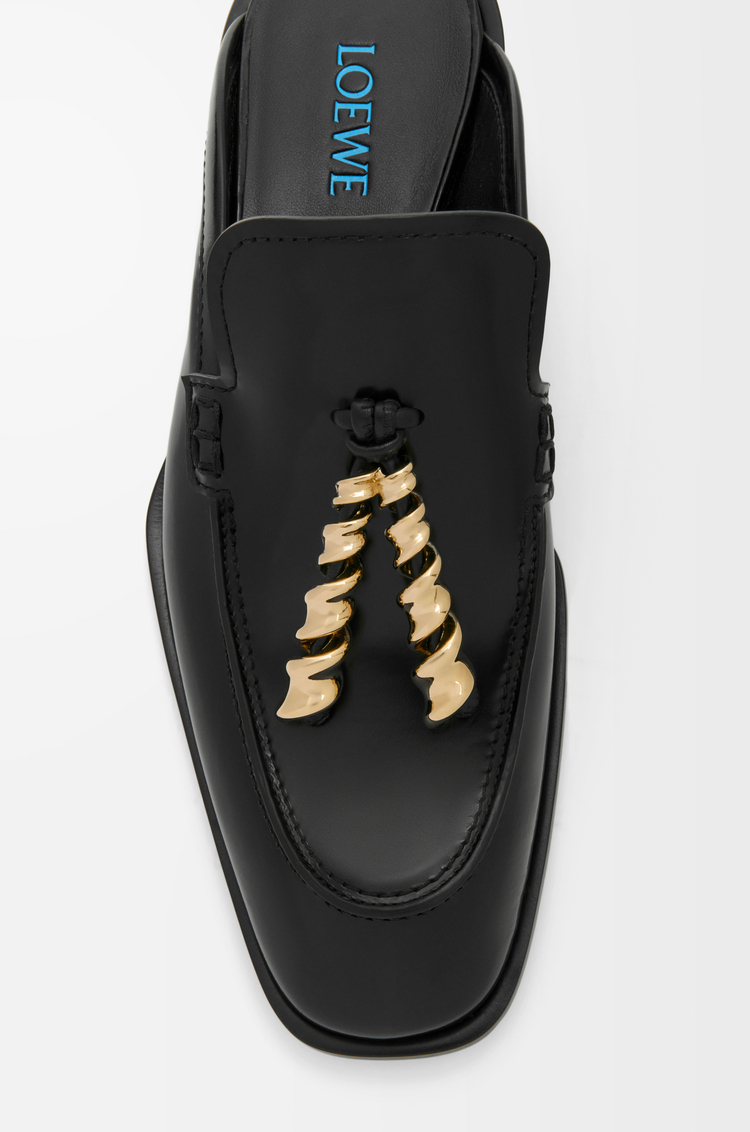 LOEWE 엣지 로퍼 뮬 - 브러시드 카프스킨 블랙