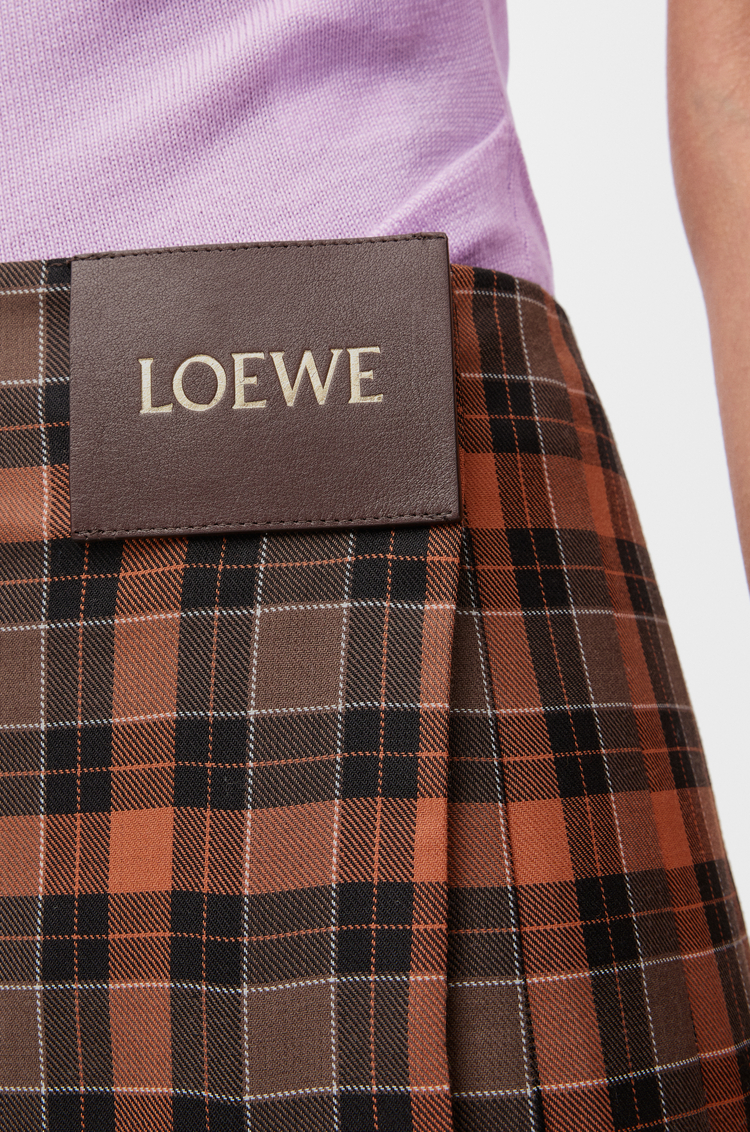 LOEWE 羊毛混纺褶裥半身裙 orange/black