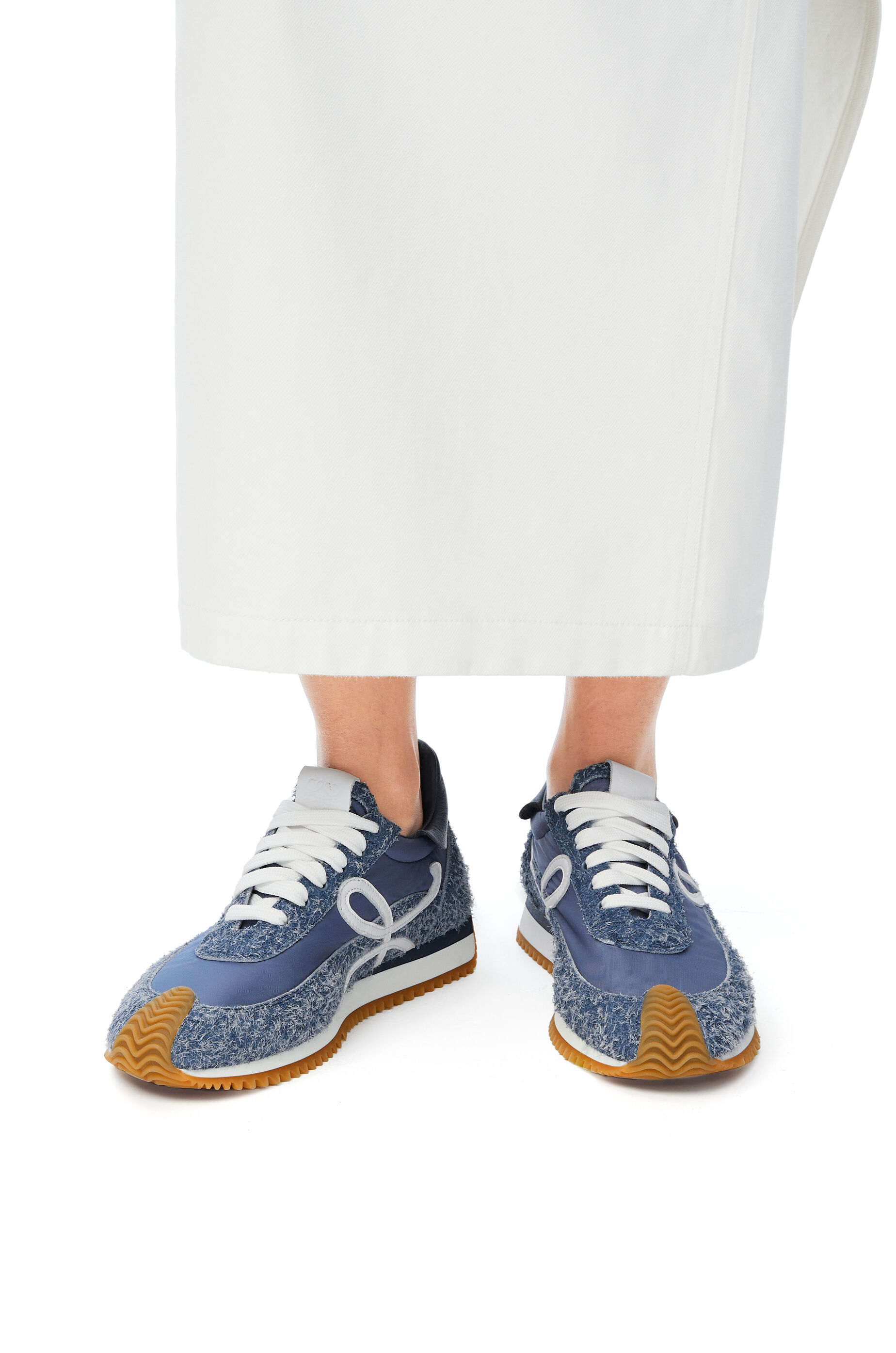 Flow Runner in nylon and brushed suede Raw Denim - LOEWE