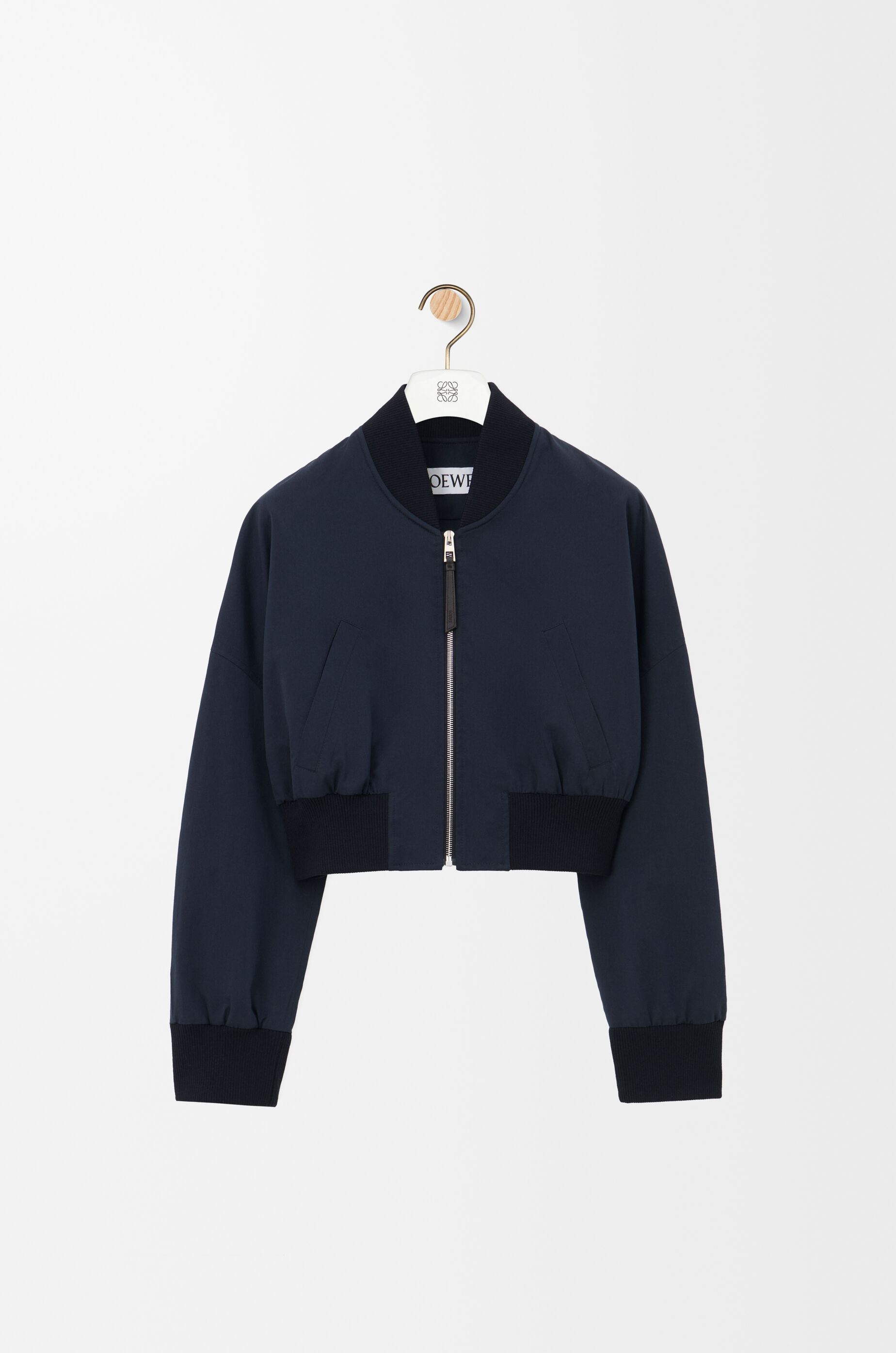 LOEWE Bomber jacket in cotton and silk Midnight Blue
