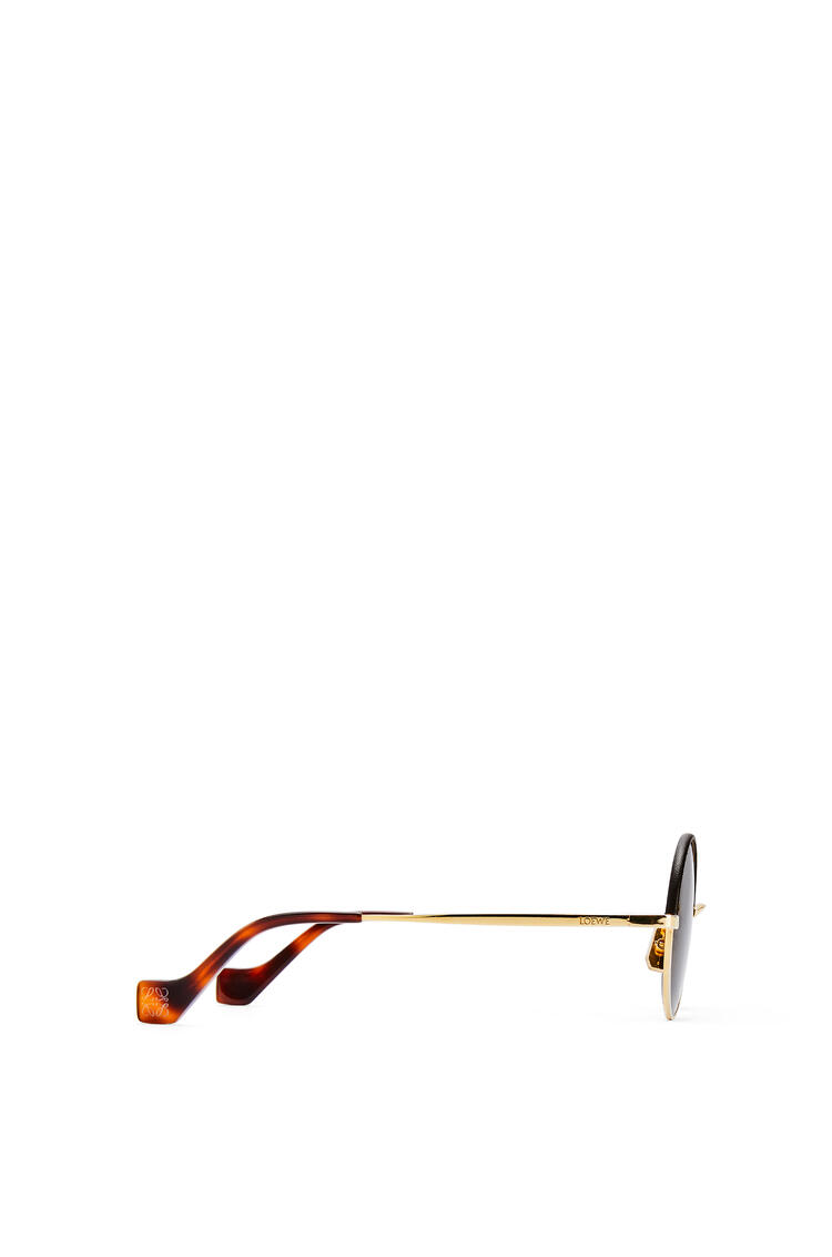 LOEWE Small round sunglasses in metal Solid Dark Brown