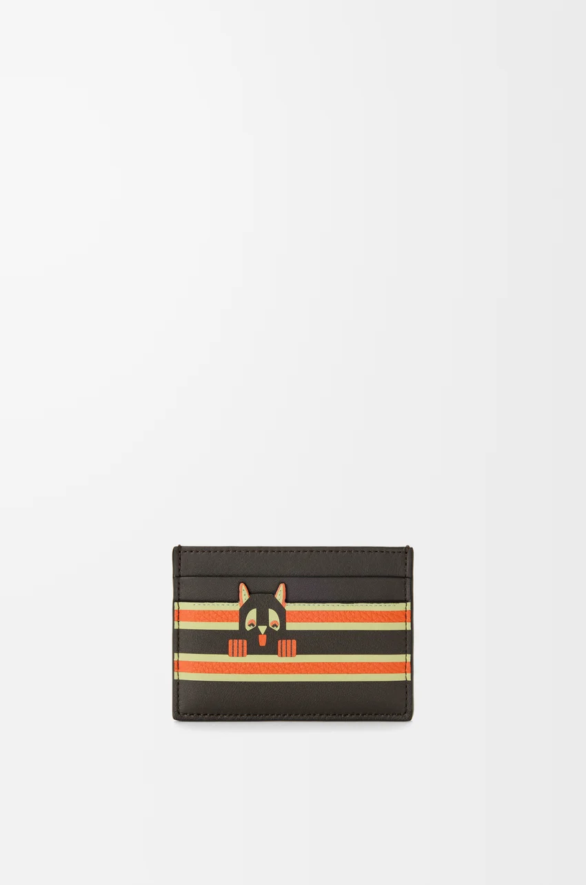 Futurist Cat plain cardholder in classic calfskin
