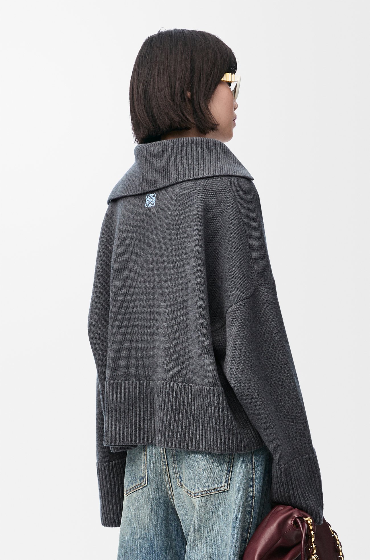LOEWE 羊毛 Polo 毛衣 混合灰色