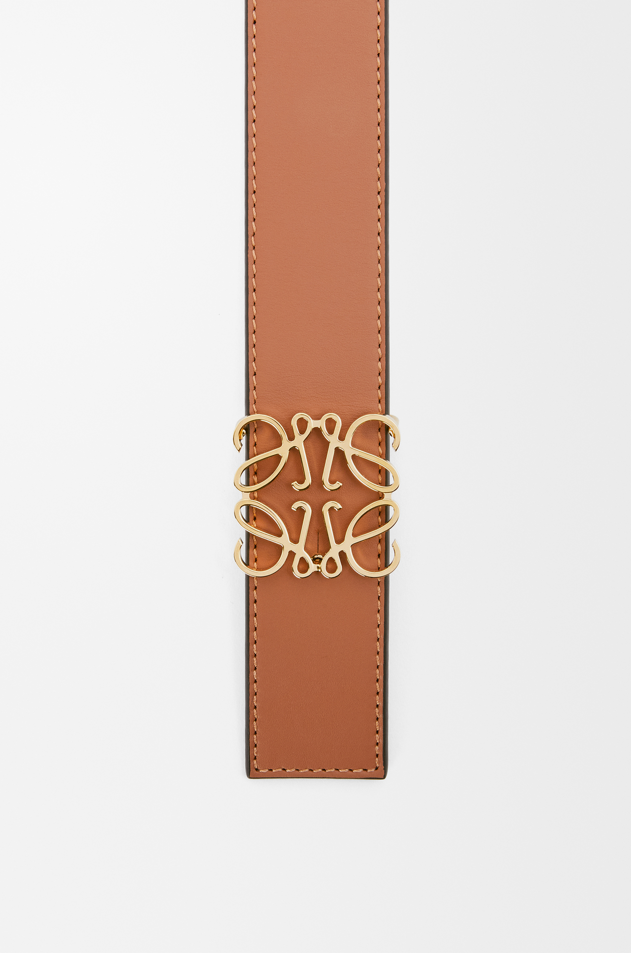 LOEWE Reversible Anagram belt in smooth calfskin Tan/Black/Gold