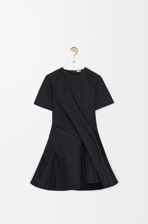 LOEWE twisted dress in silk blend taffeta Black