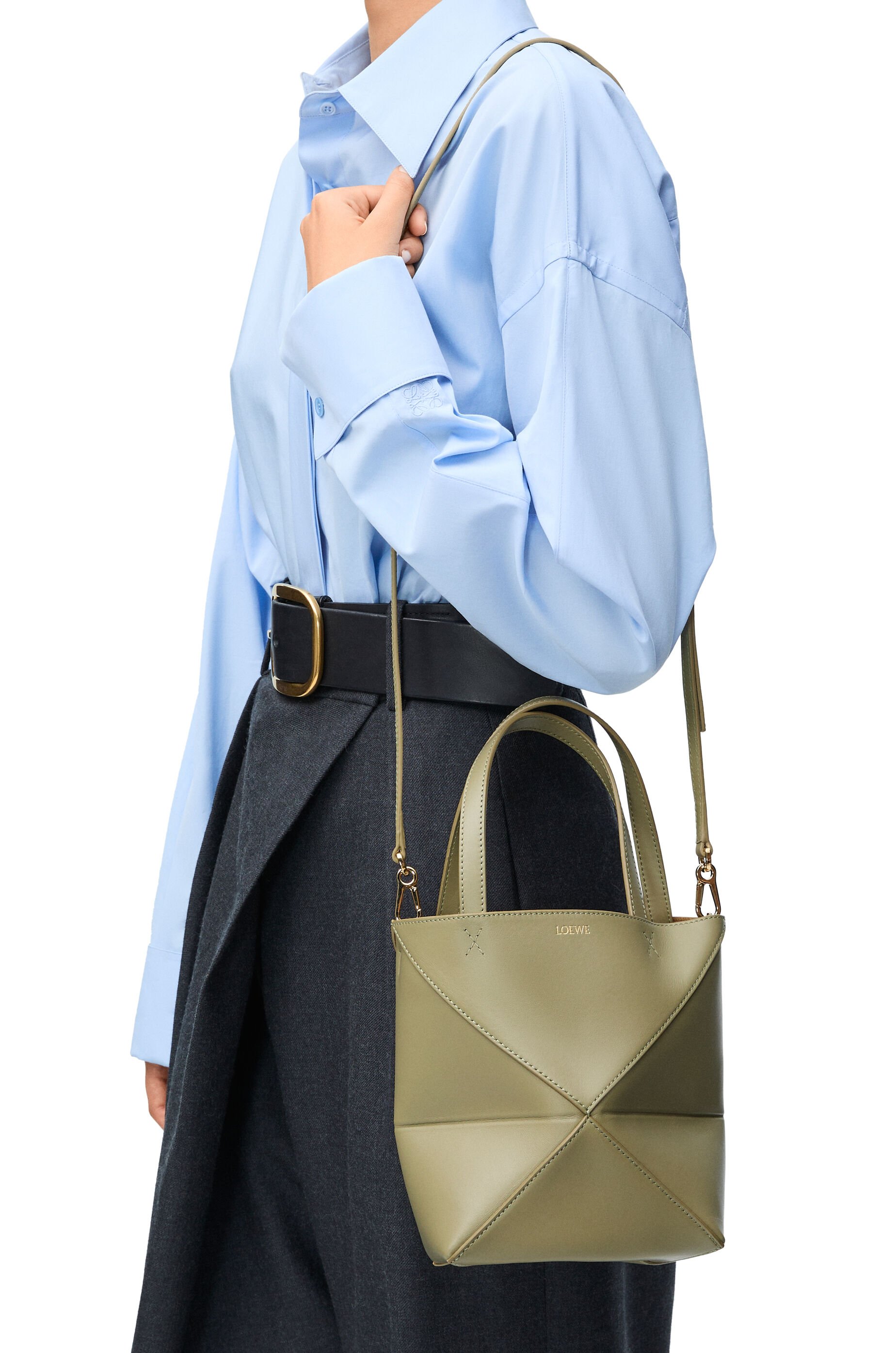 Loewe Puzzle Fold Mini Tote Bag - Eucalyptus Green
